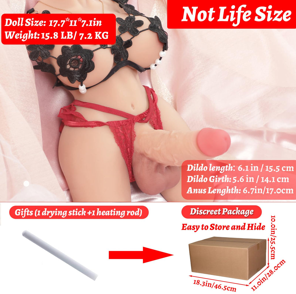 15.8LB Unisex Realistic Torso Doll with Flexible Dildo Design
