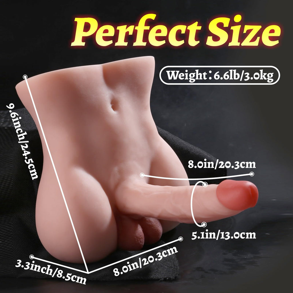 Realistic Torso Sex Doll with Flexible Dildo